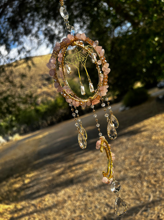 “Rienna” Rose Quartz Crystal Suncatcher