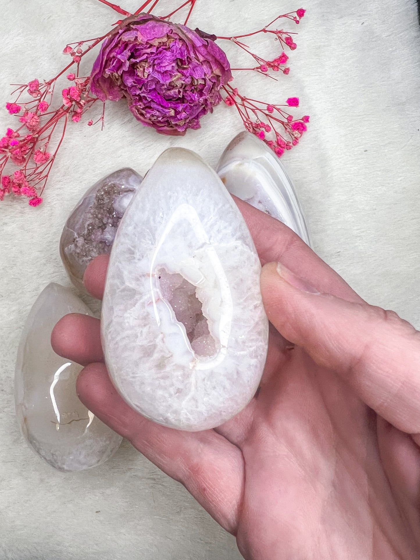 Druzy Agate Eggs Carvings