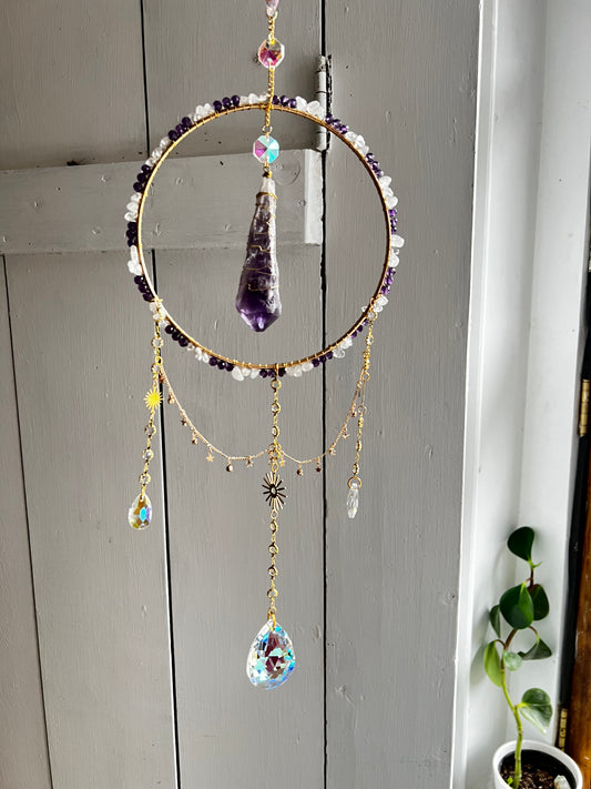 “Greta” Amethyst Crystal Suncatcher