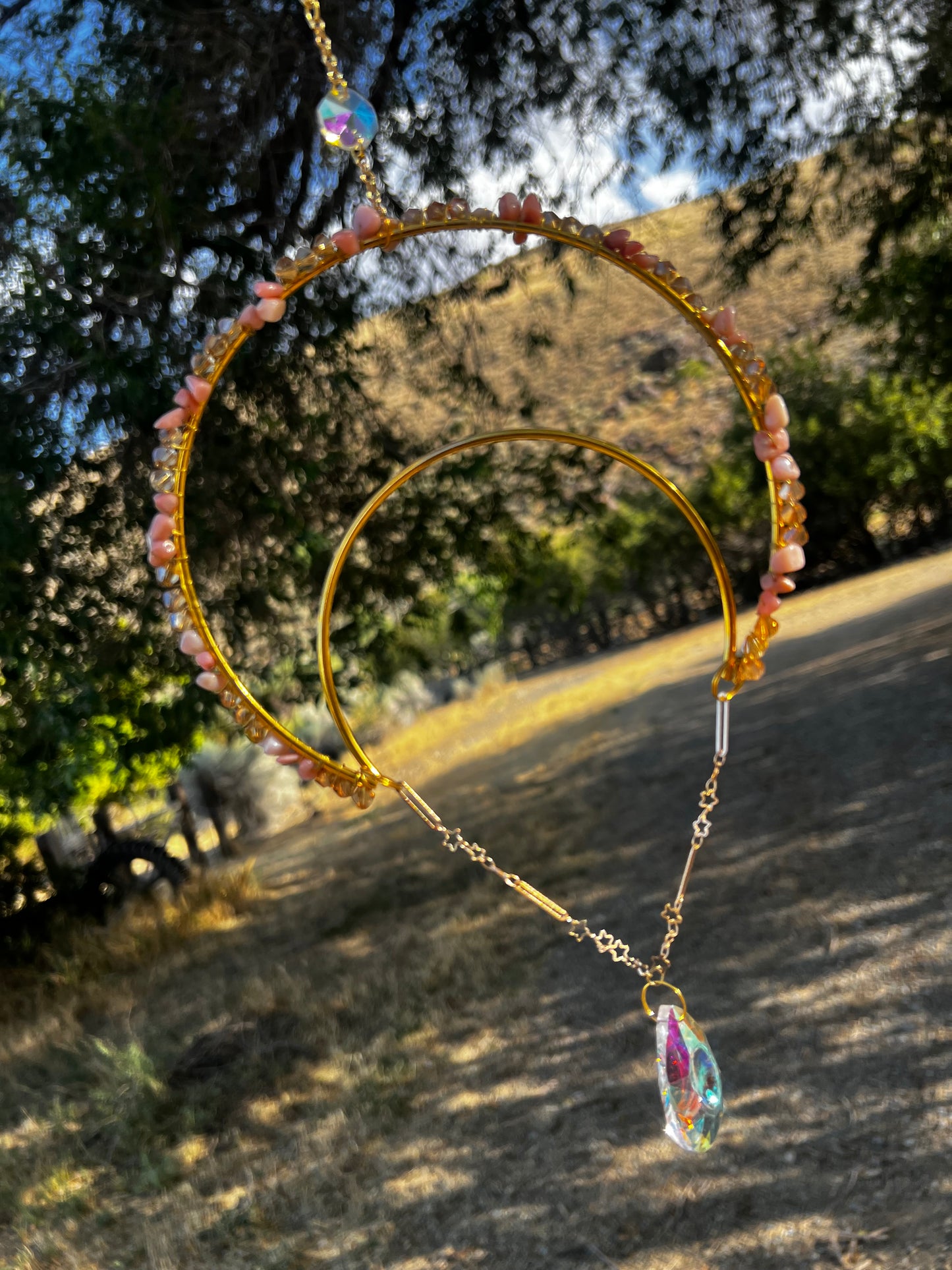 “Sitka” Pink Opal Crystal Suncatcher