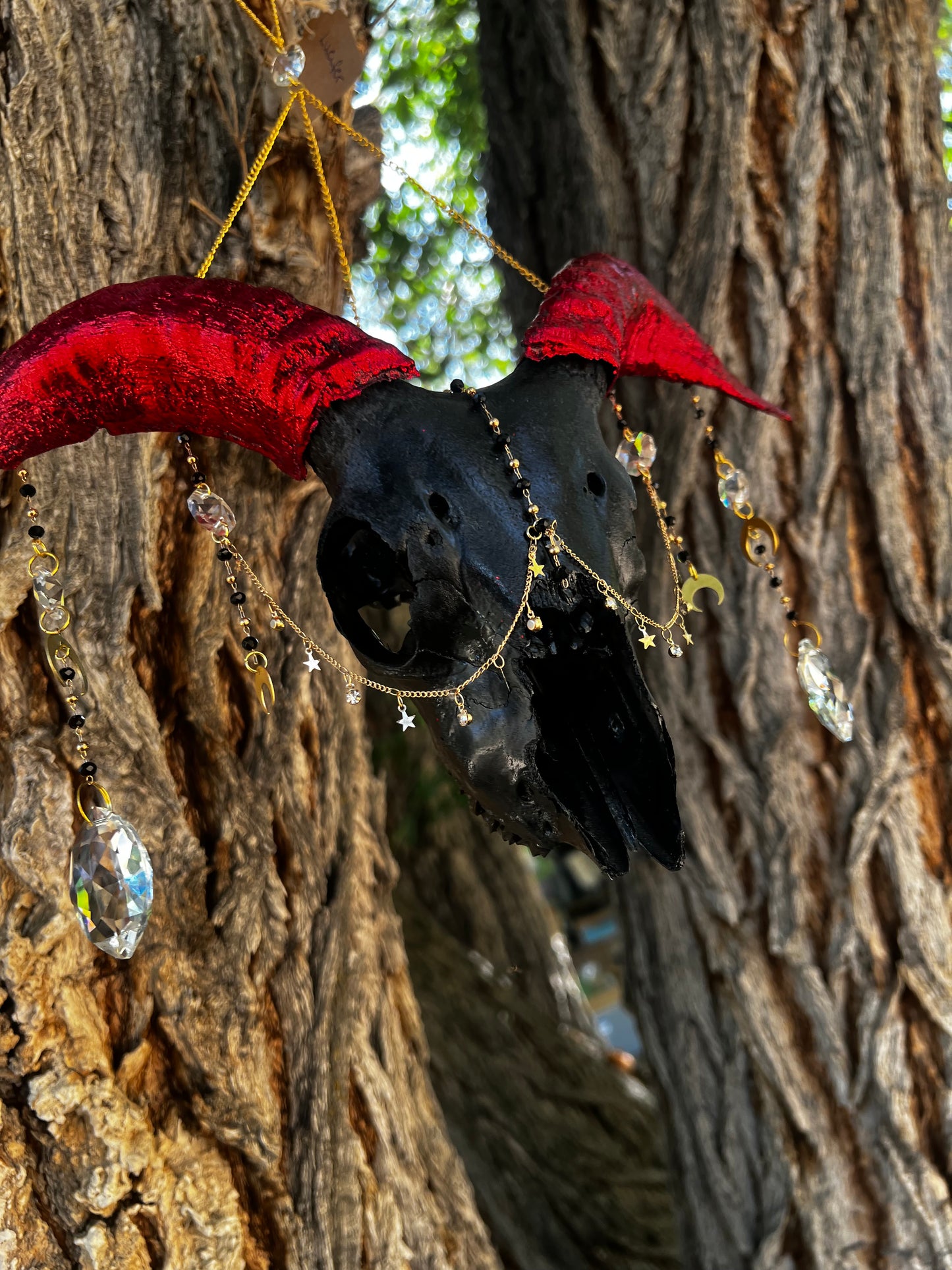 “Lucifer” Goat Skull Mixed-media Taxidermy Suncatcher Gothic Oddities Artwork