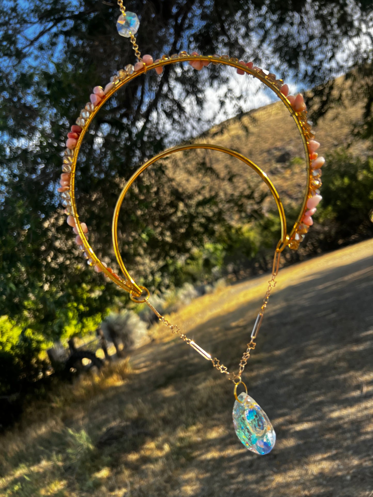 “Sitka” Pink Opal Crystal Suncatcher