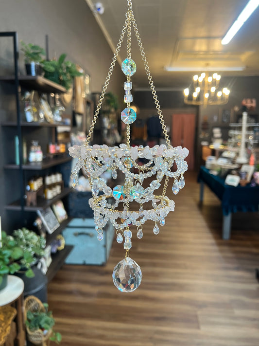 Arya Chandelier Rose Quartz Suncatcher