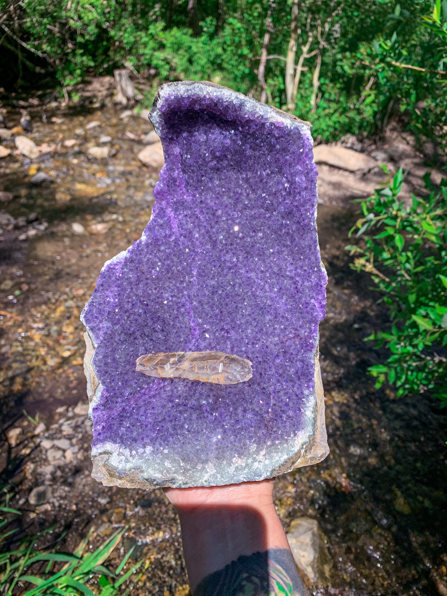 Amethyst with Quartz Geode Cutbase Statement Piece