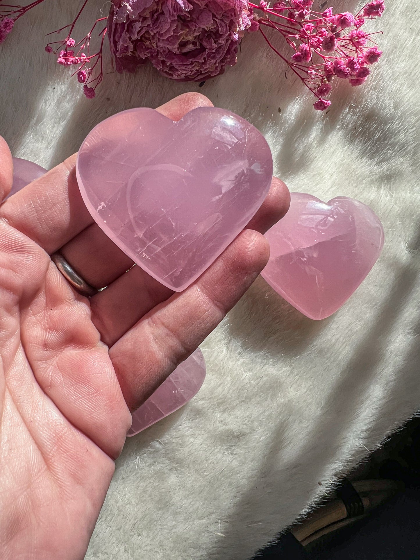 Jelly Rose Quartz Hearts