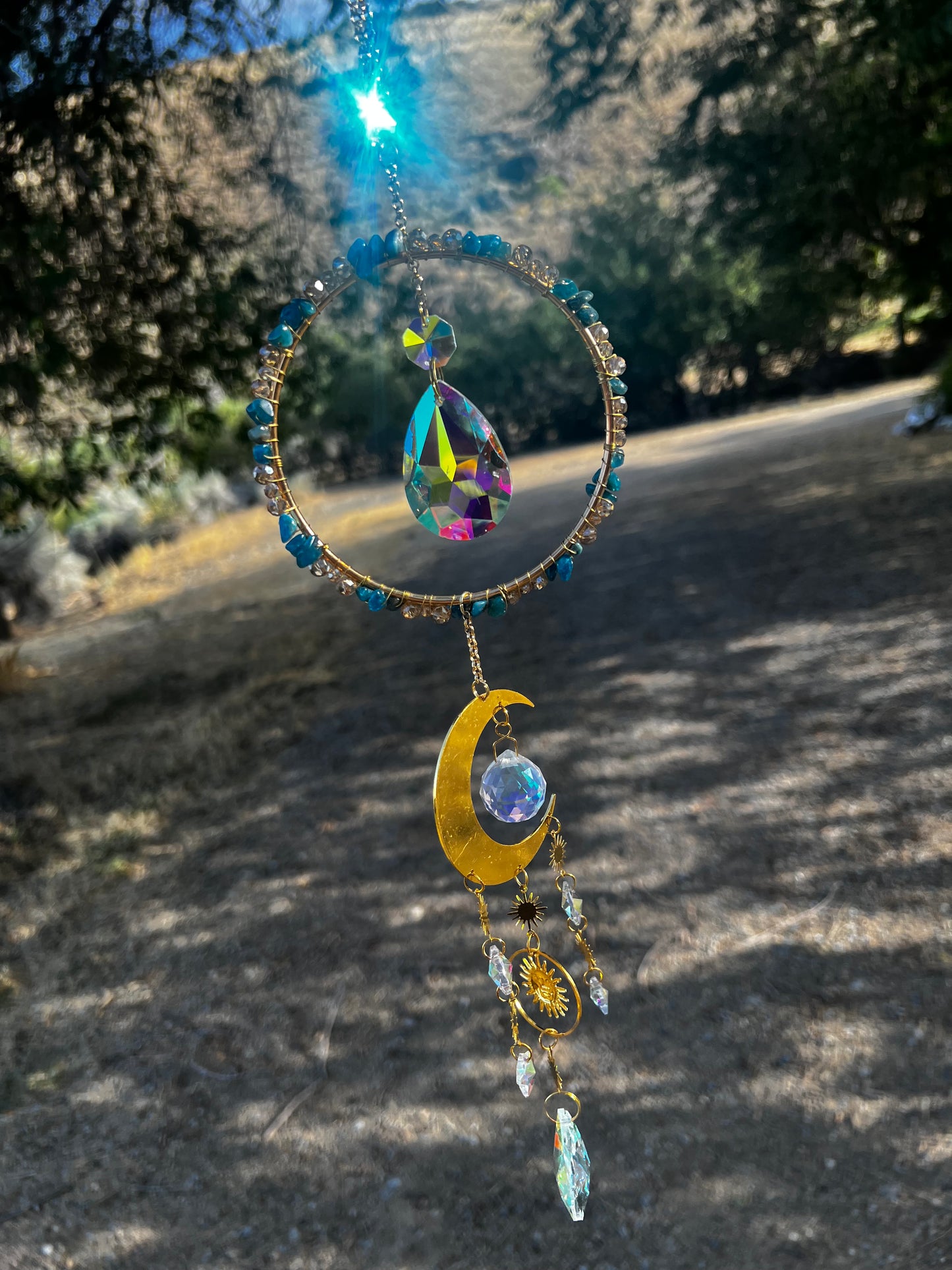 “Sidra” Blue Apatite Crystal Celestial Suncatcher