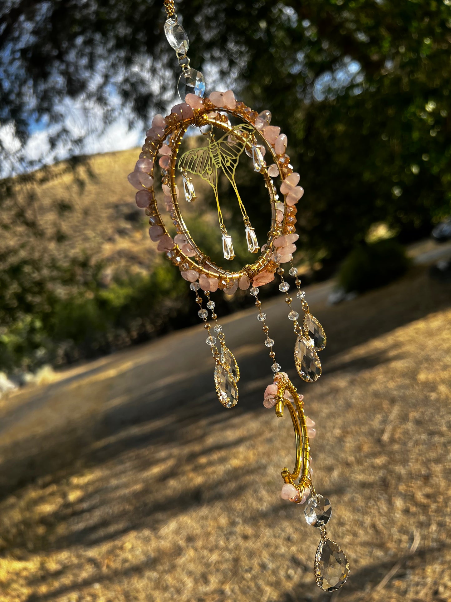 “Rienna” Rose Quartz Crystal Suncatcher
