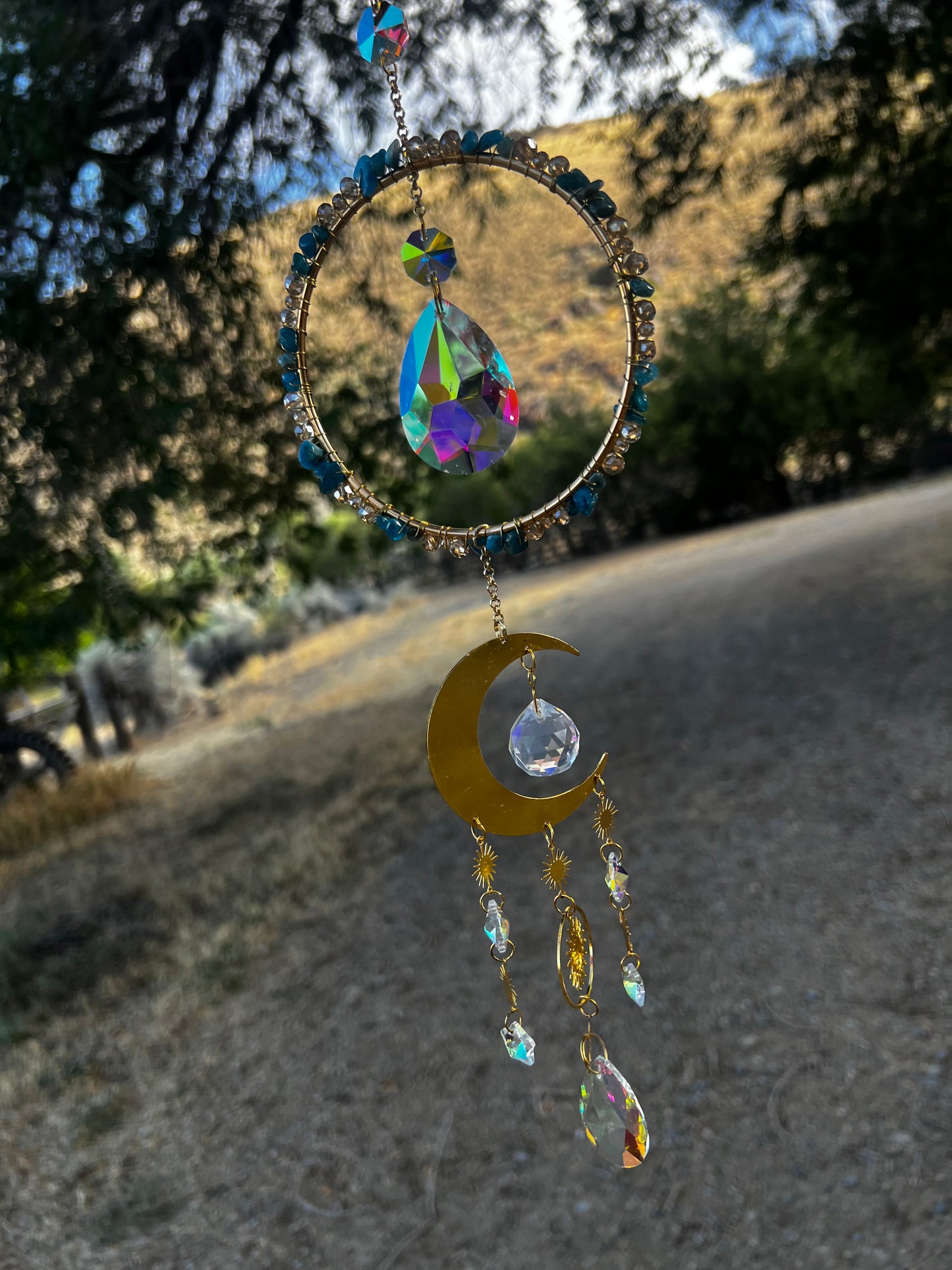 “Sidra” Blue Apatite Crystal Celestial Suncatcher
