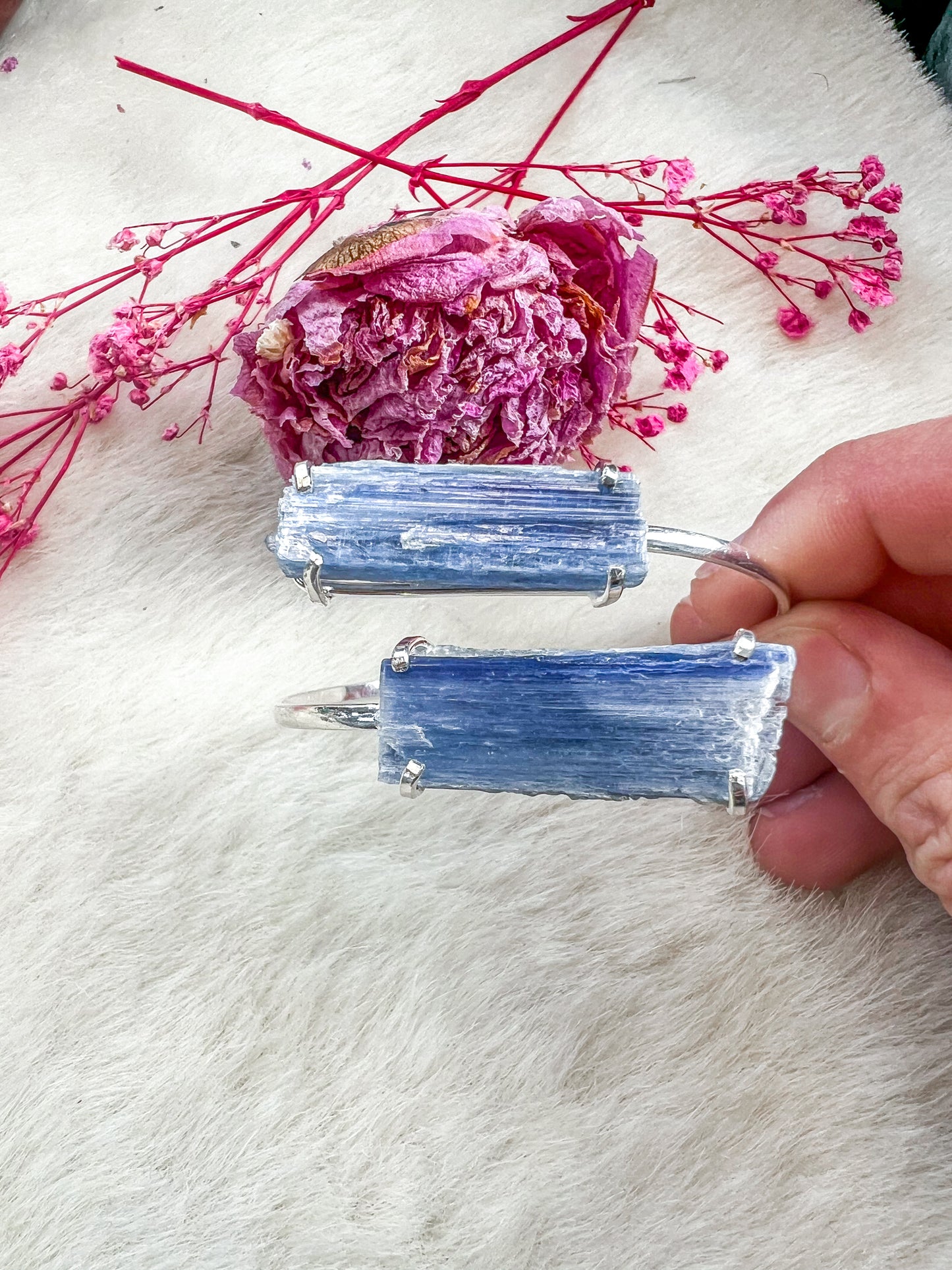 Blue Kyanite Silver Plated Adjustable Bracelet