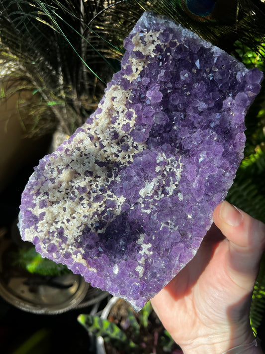 Uruguayan Amethyst Cut Base with Calcite #C