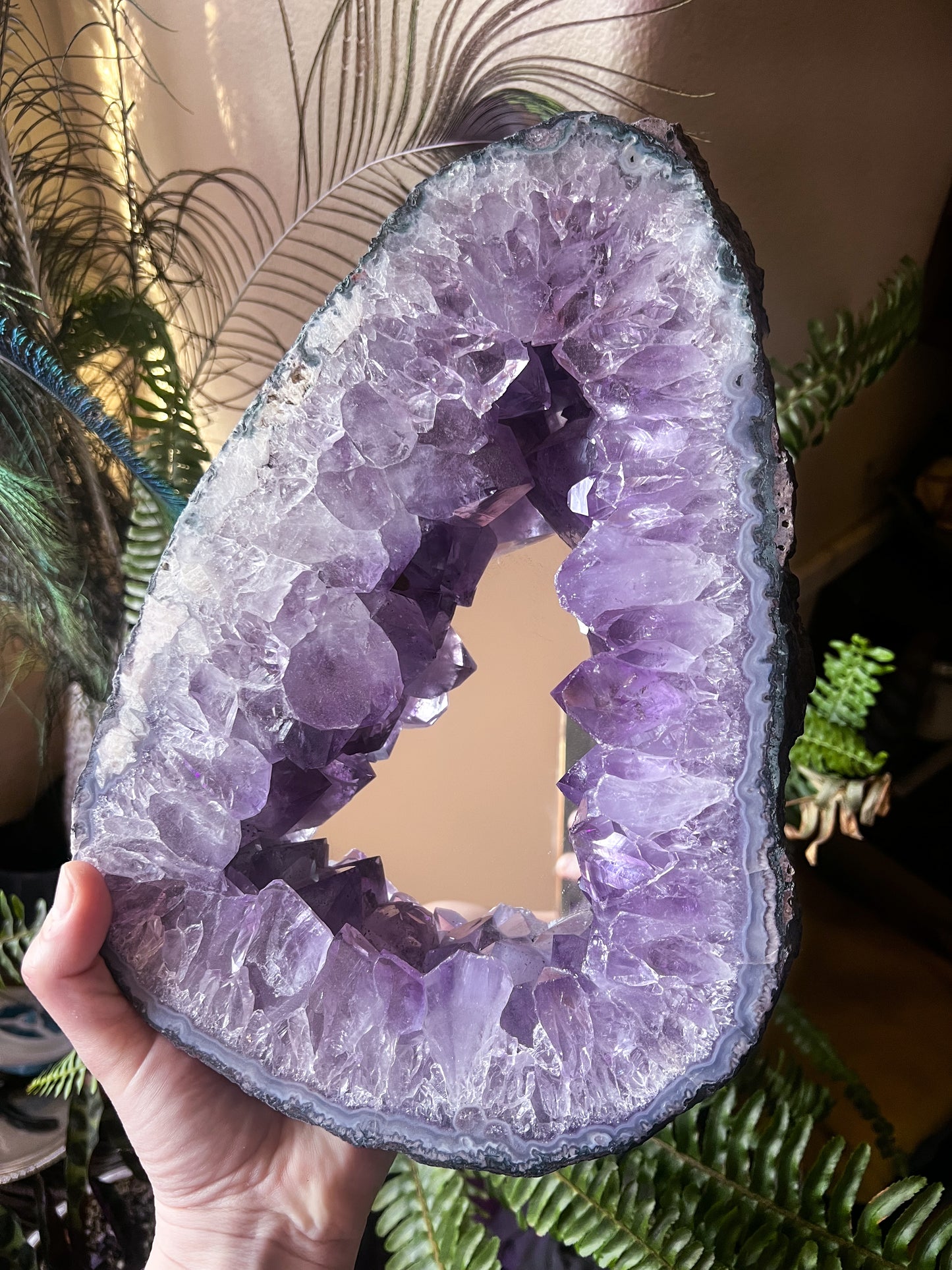 Amethyst Mirror with Metal Stand #B