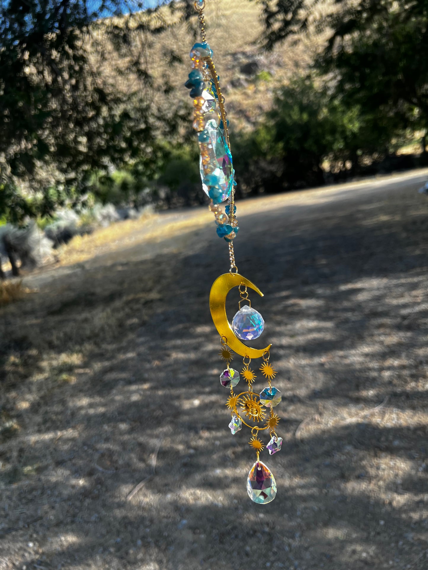 “Sidra” Blue Apatite Crystal Celestial Suncatcher