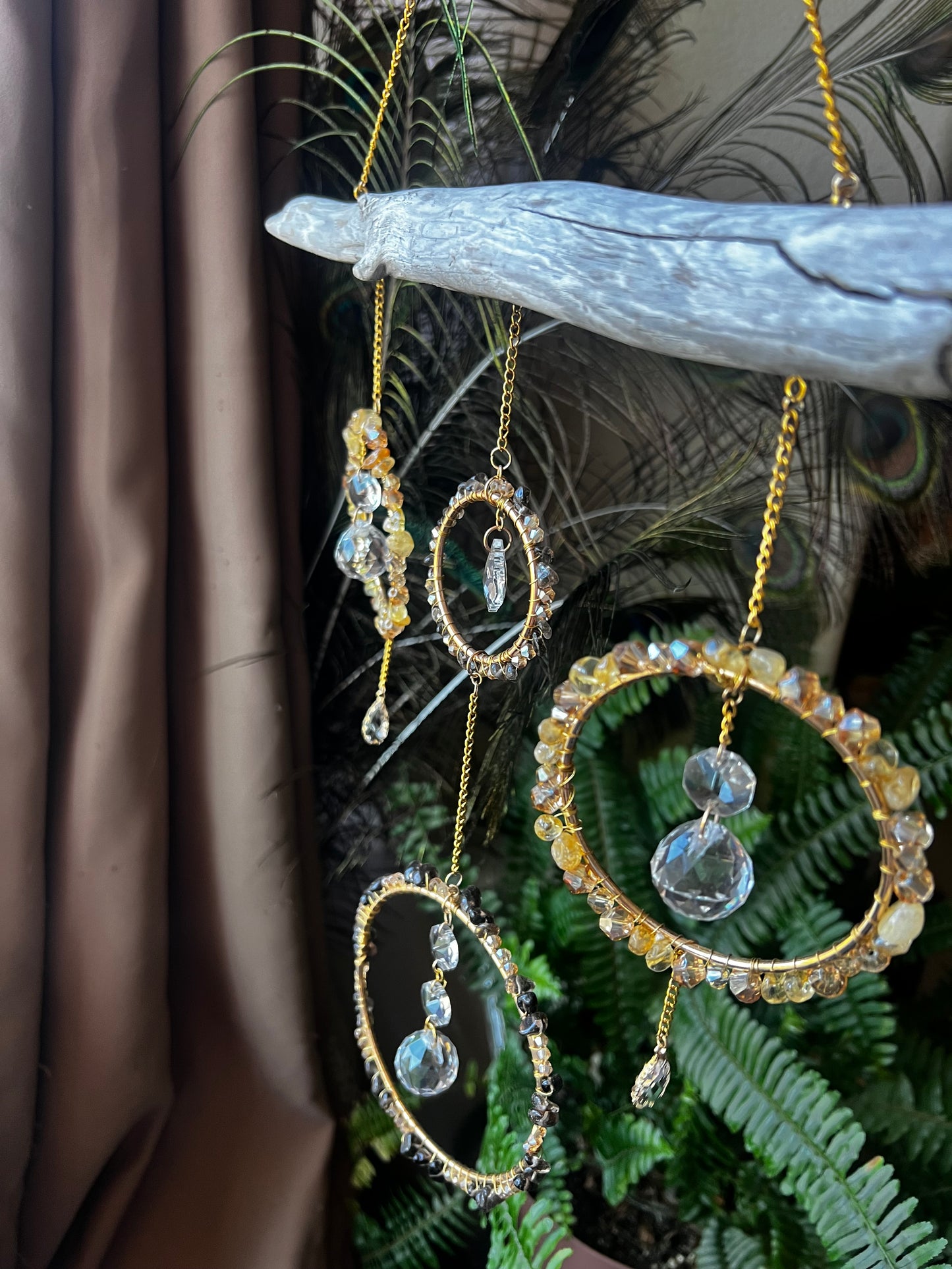 “Evren” Smoky Quartz and Citrine Suncatcher