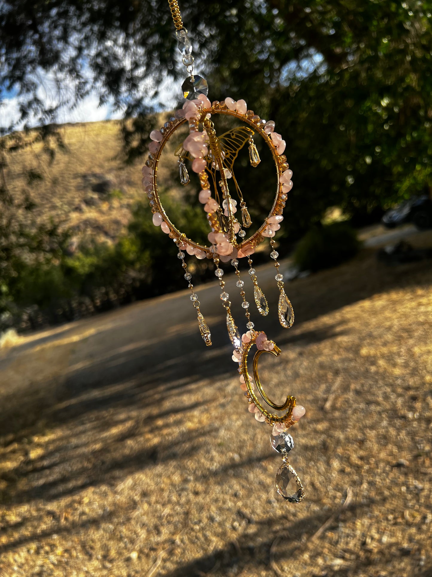 “Rienna” Rose Quartz Crystal Suncatcher