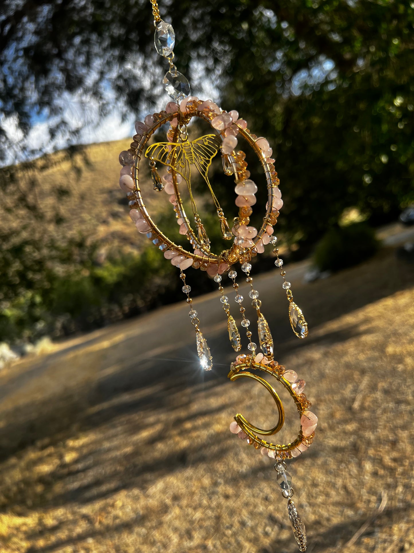 “Rienna” Rose Quartz Crystal Suncatcher