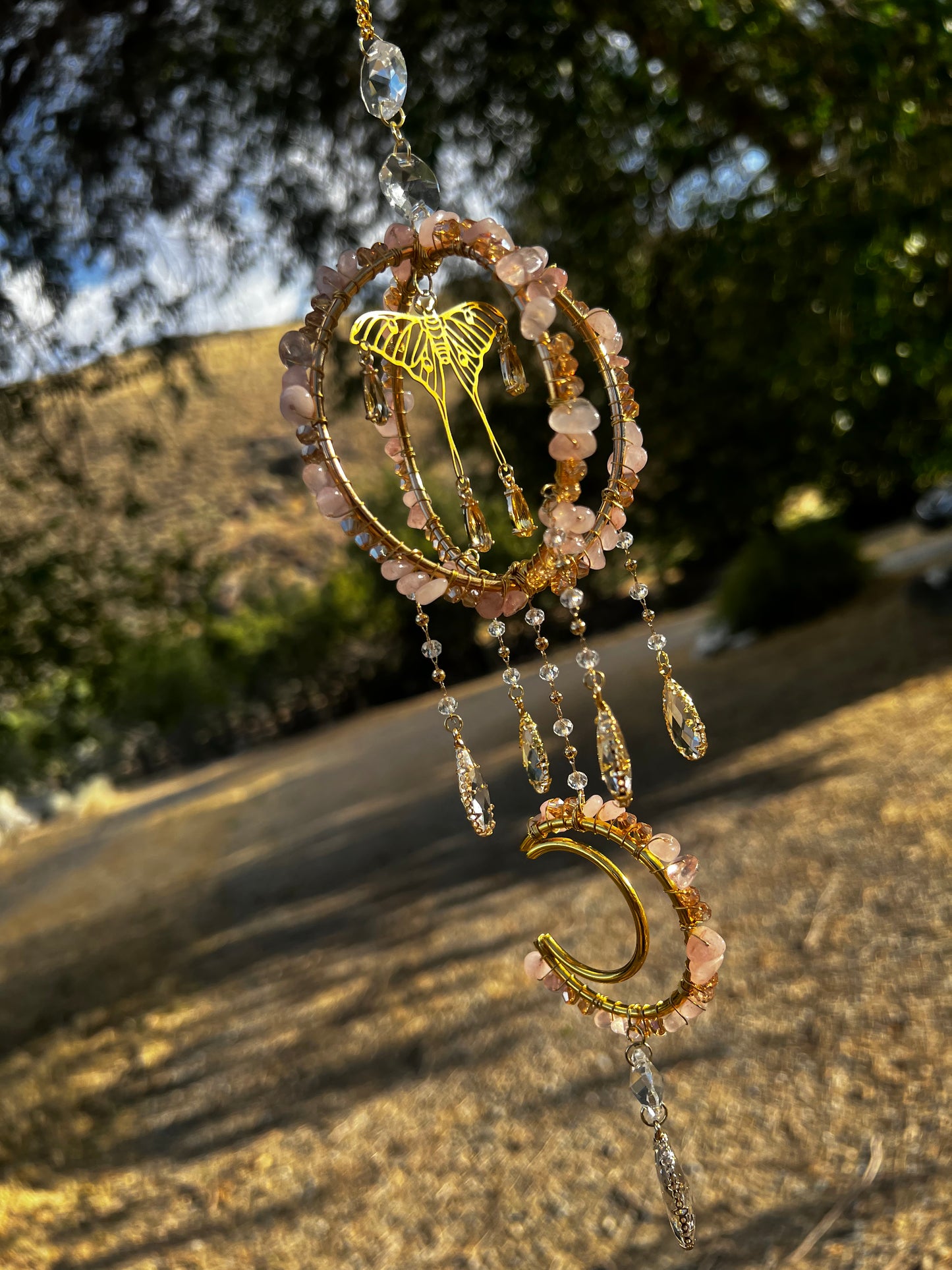 “Rienna” Rose Quartz Crystal Suncatcher