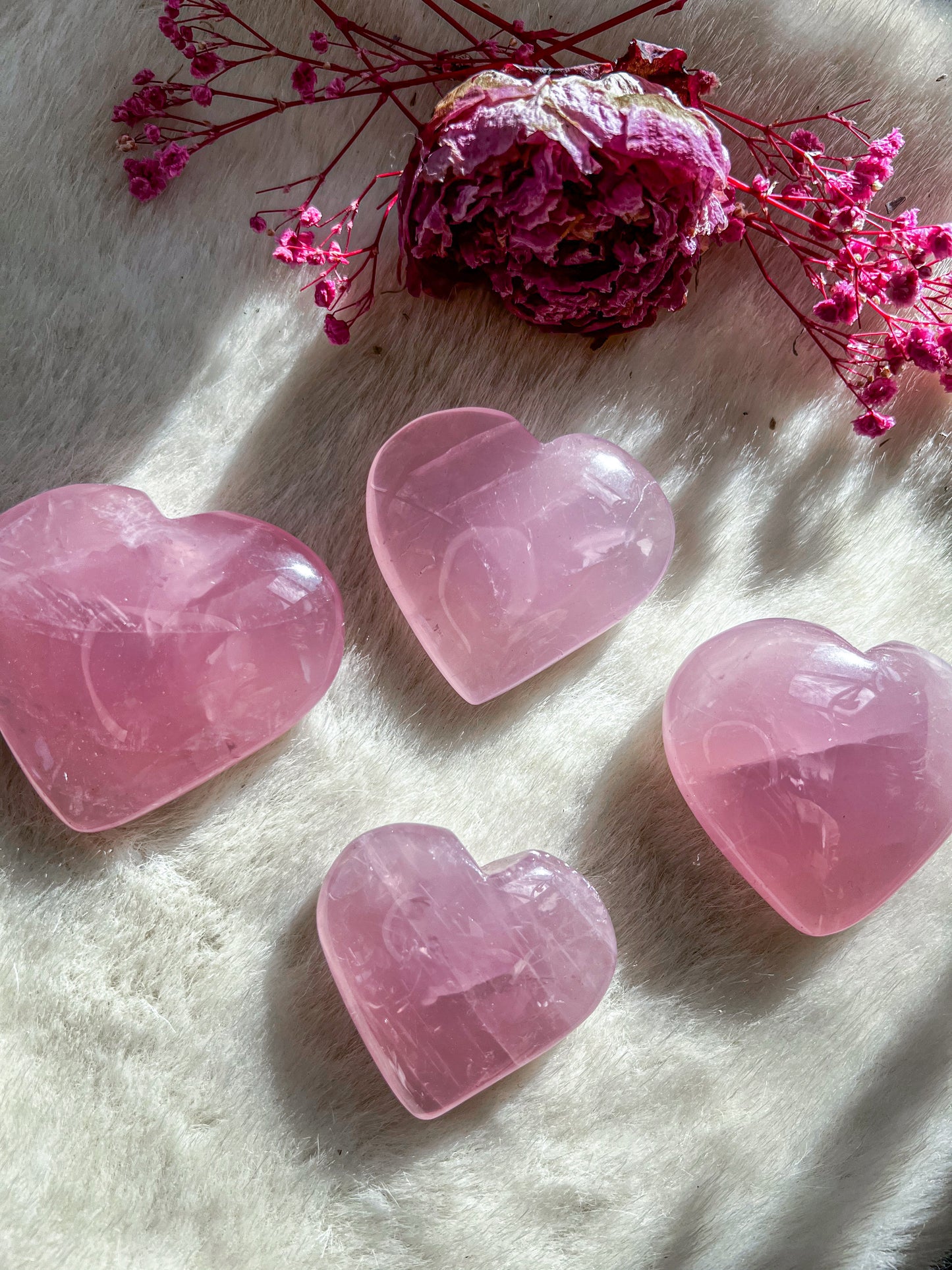 Jelly Rose Quartz Hearts