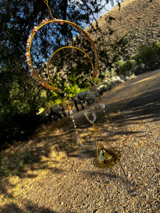 “Edelynn” Pink Opal Crystal Incense Suncatcher