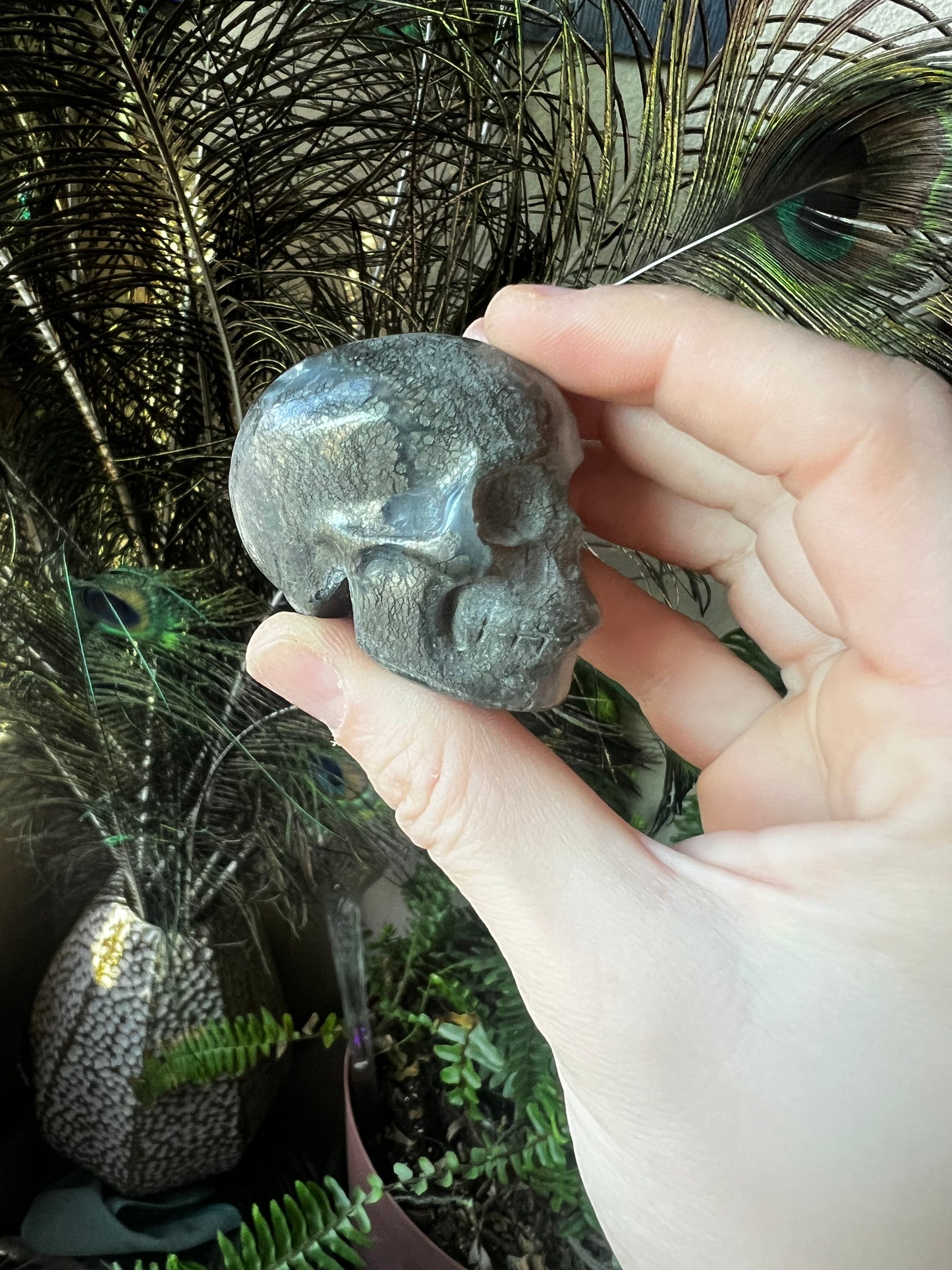 Marcasite Pyrite Agate Skull