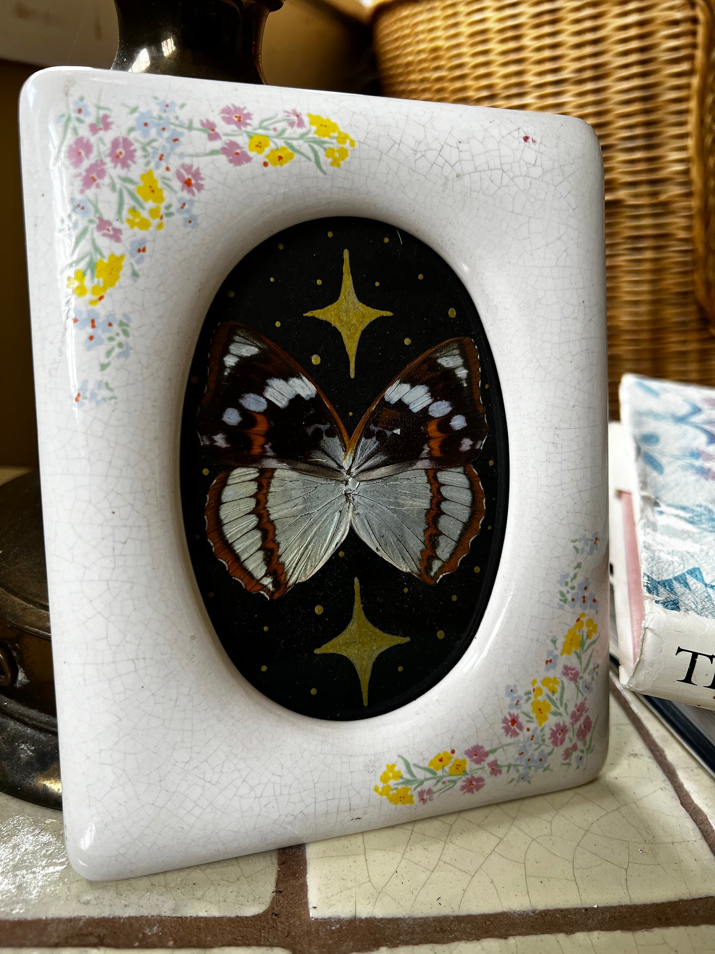 Ceramic Framed Elestial Celestial Framed Butterfly Artwork