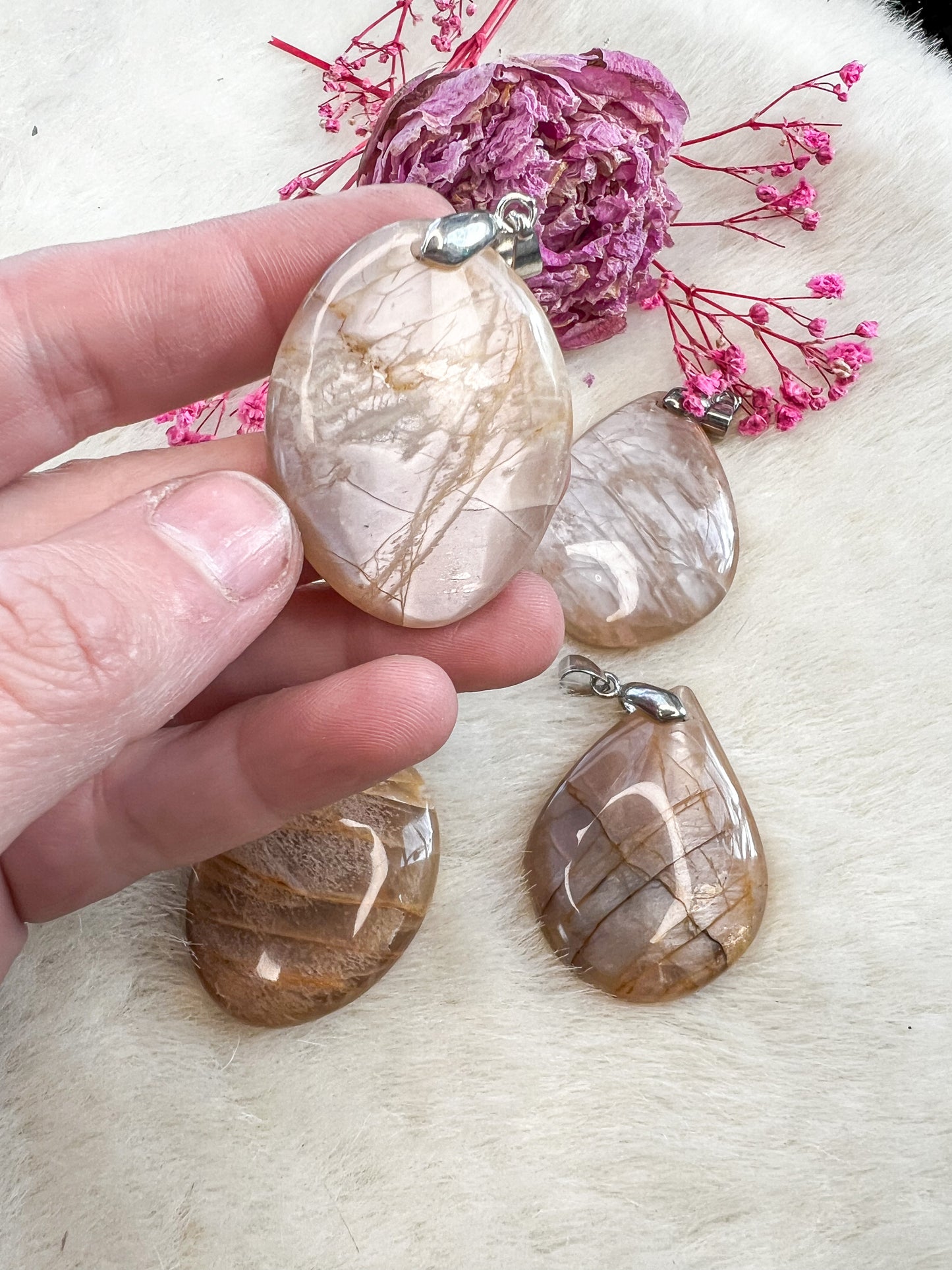 Peach Moonstone Pendants