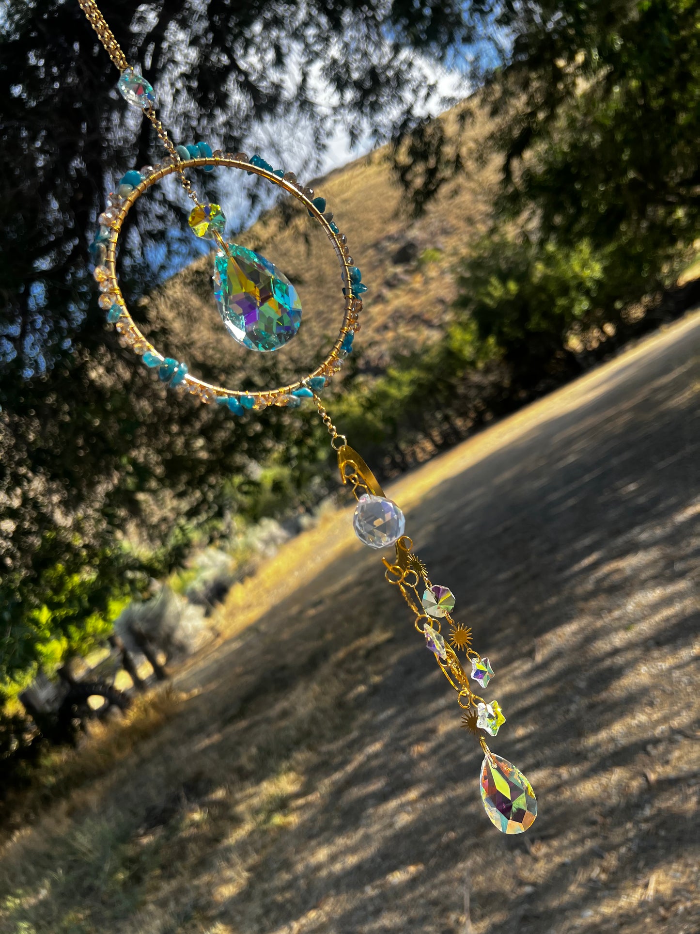 “Sidra” Blue Apatite Crystal Celestial Suncatcher