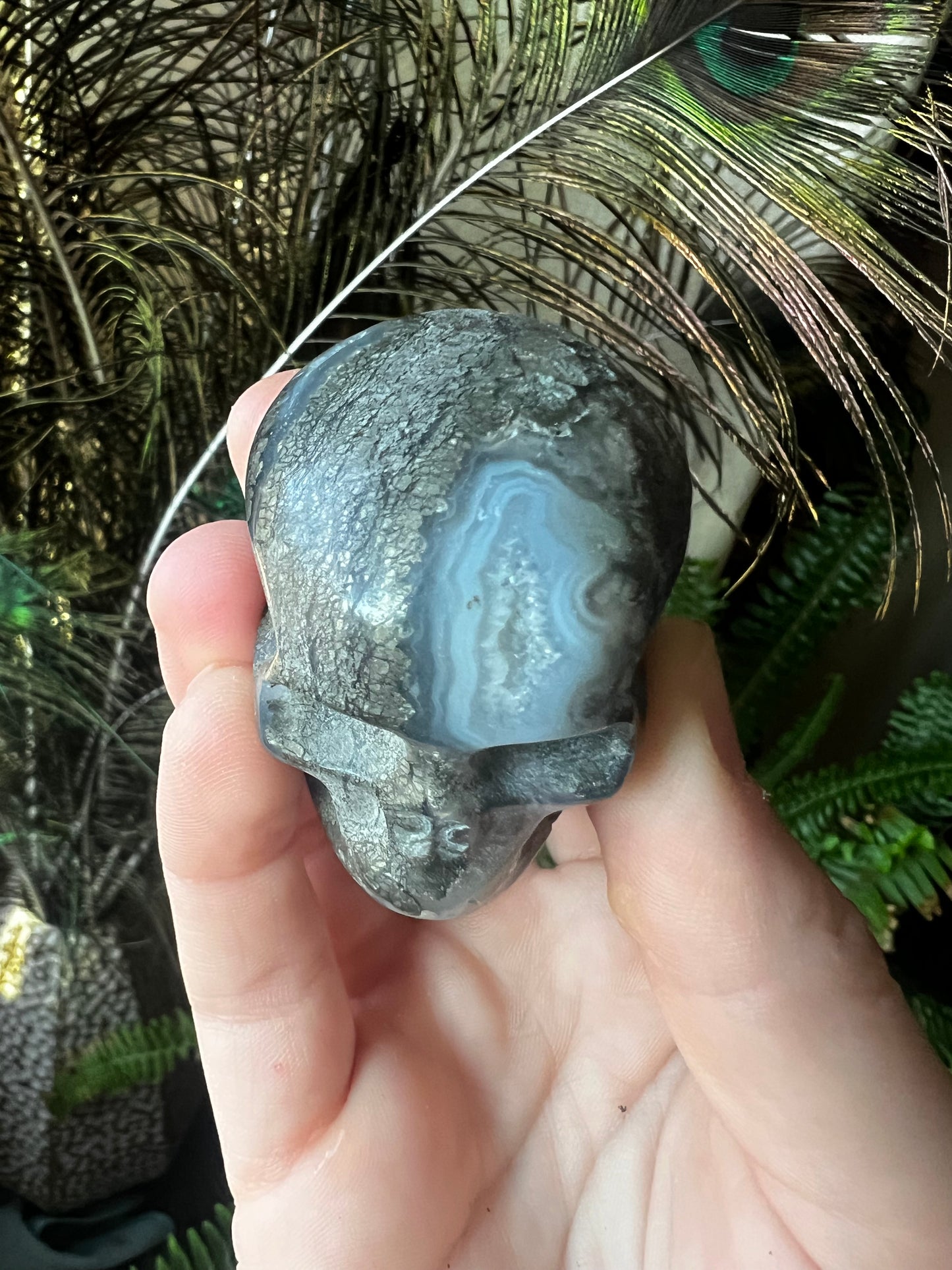 Marcasite Pyrite Agate Skull