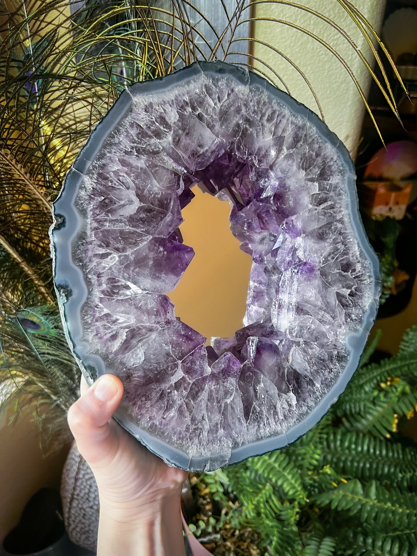 Amethyst Mirror with Metal Stand #A