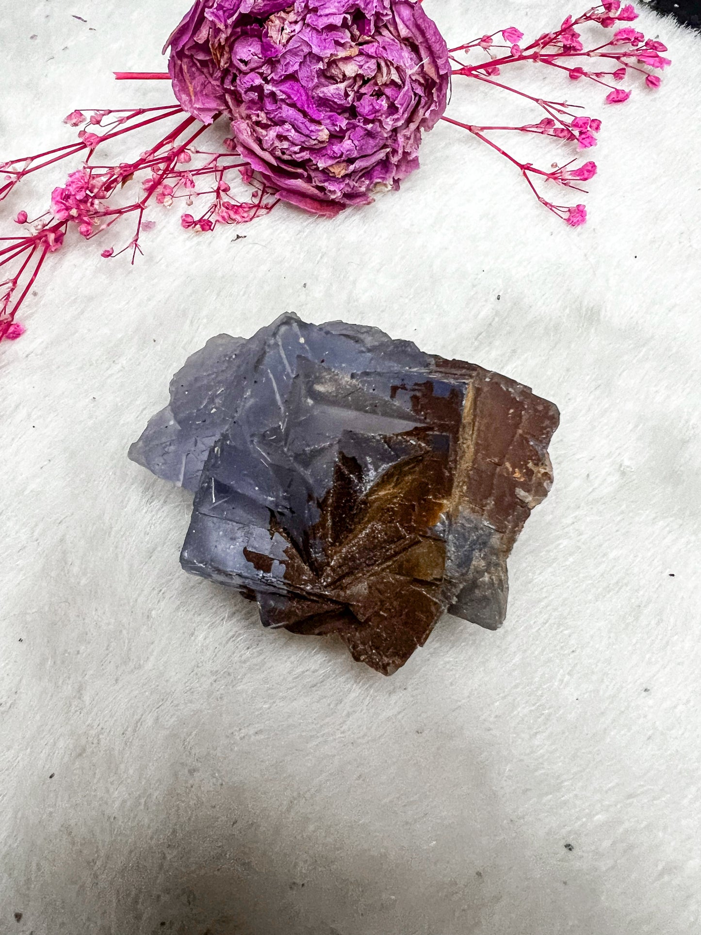 Blue Cubic Fluorite with Iron