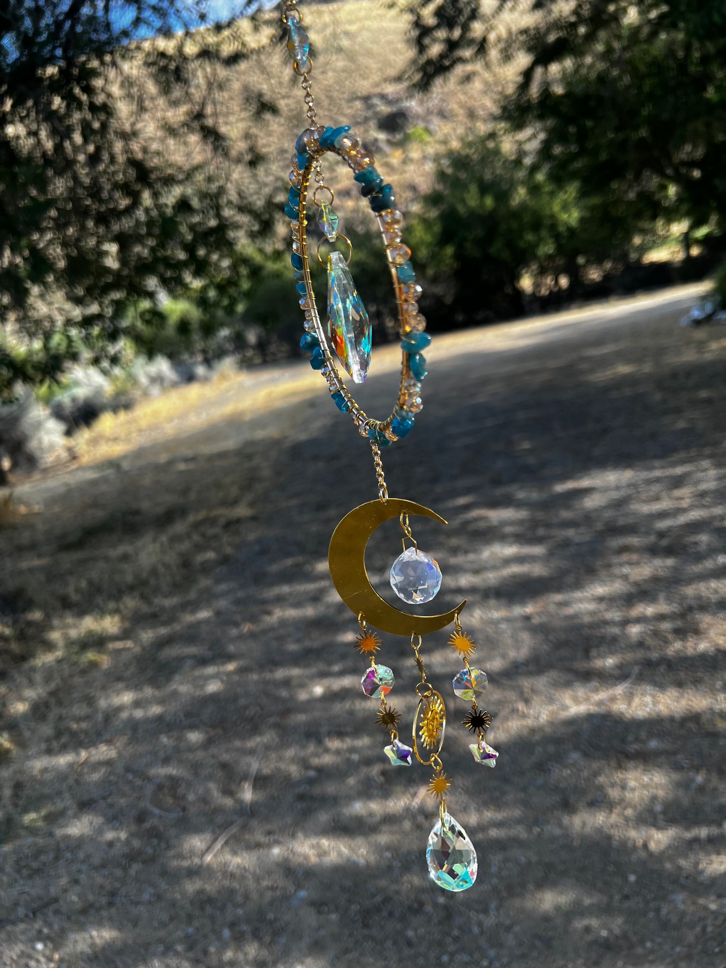 “Sidra” Blue Apatite Crystal Celestial Suncatcher