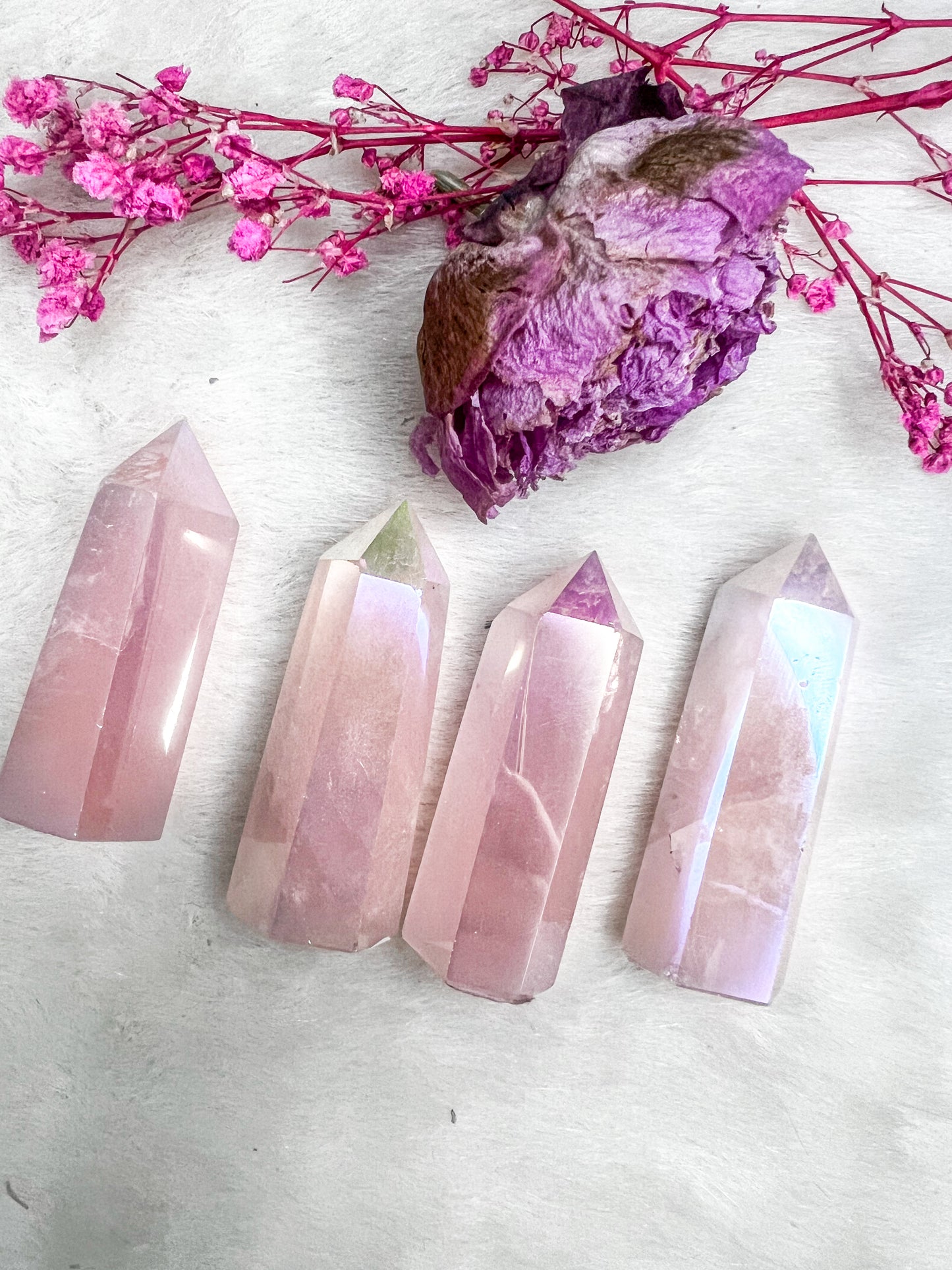 Angel Aura Rose Quartz Towers