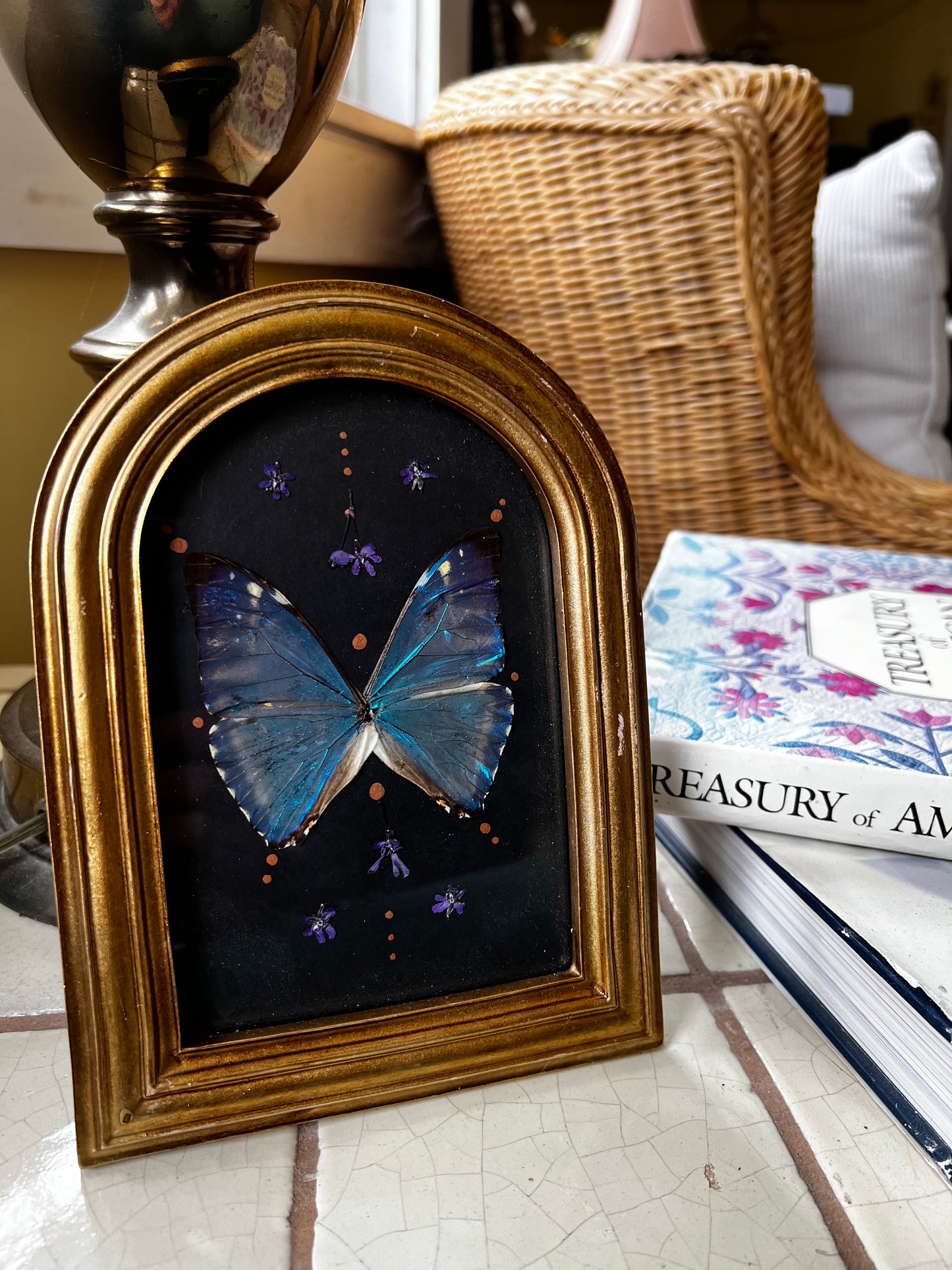 Vintage Style Framed Morpho Butterfly Artwork