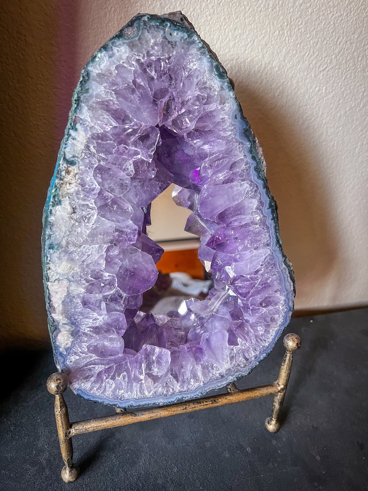 Amethyst Mirror with Metal Stand #B