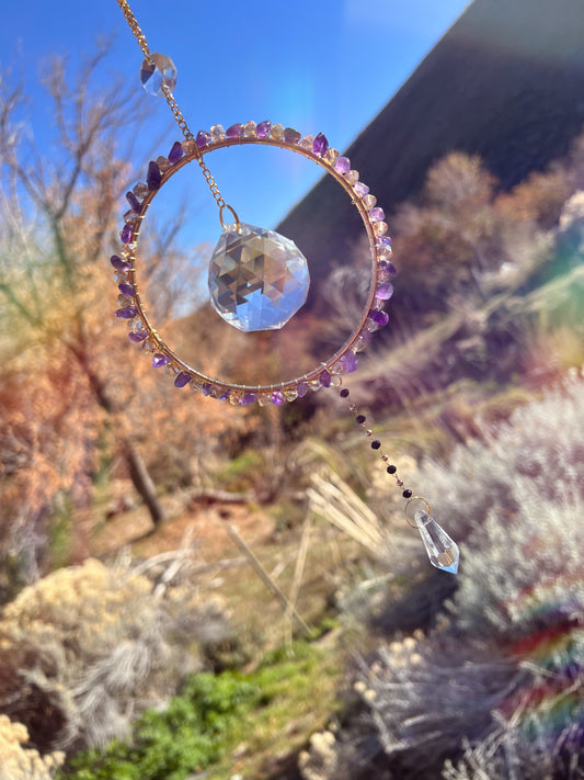 Ruth Lavender–Gold Ring Suncatcher