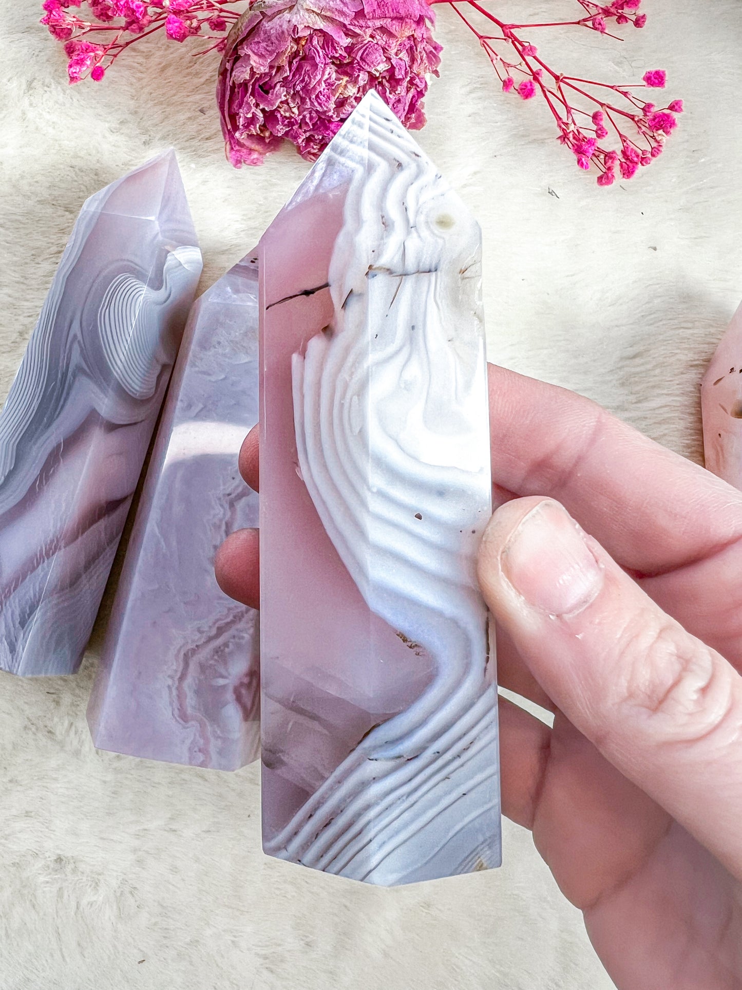 Pink Jelly Agate Towers