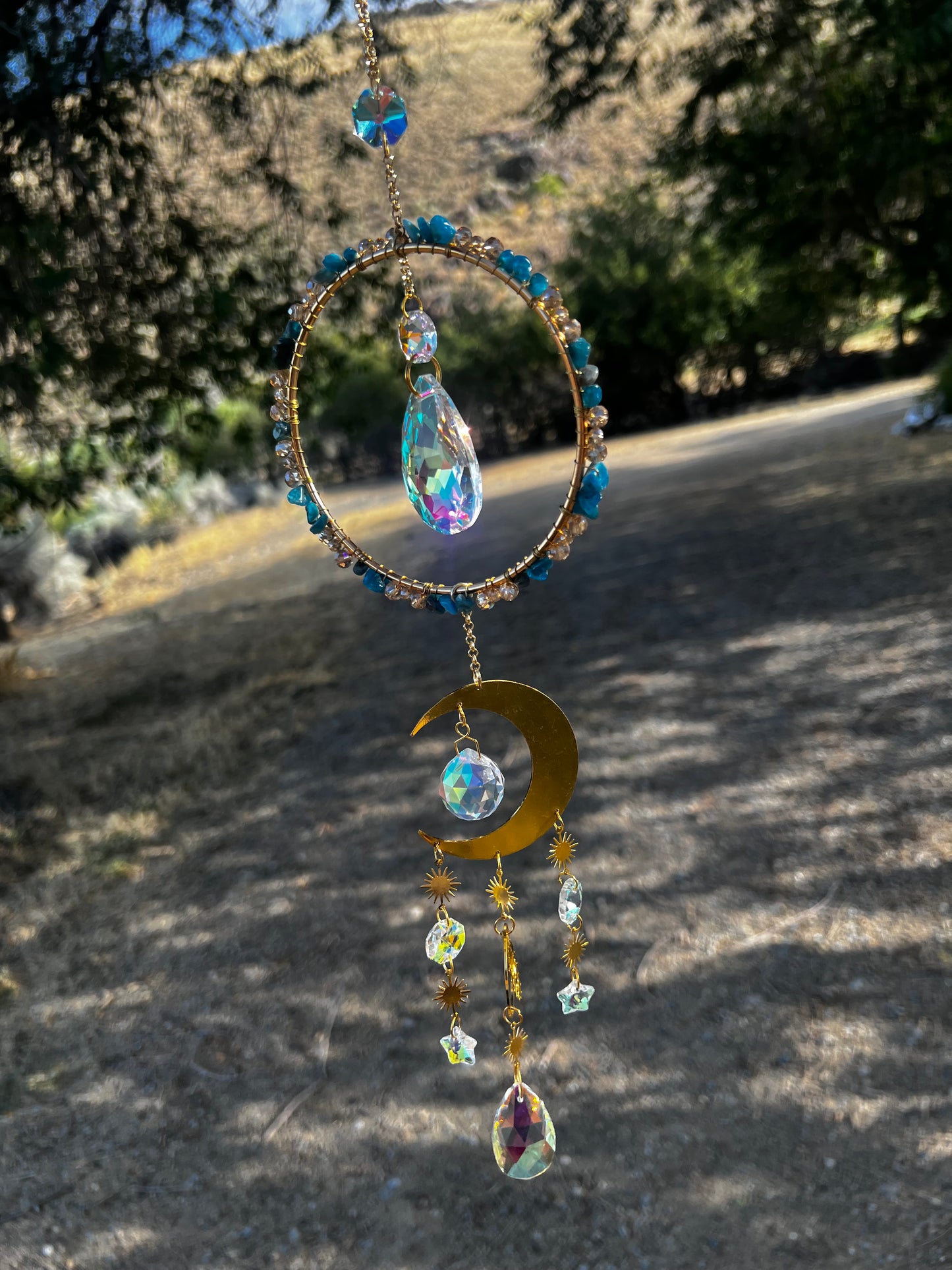 “Sidra” Blue Apatite Crystal Celestial Suncatcher