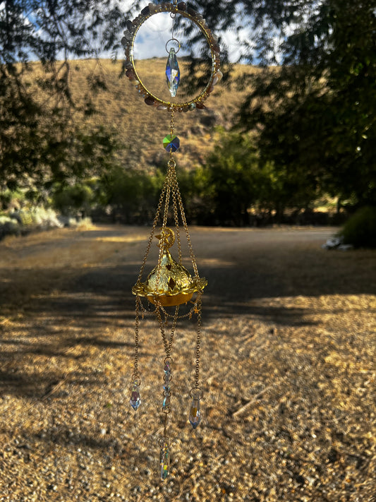 “Elira” Botswana Agate Crystal Incense Suncatcher