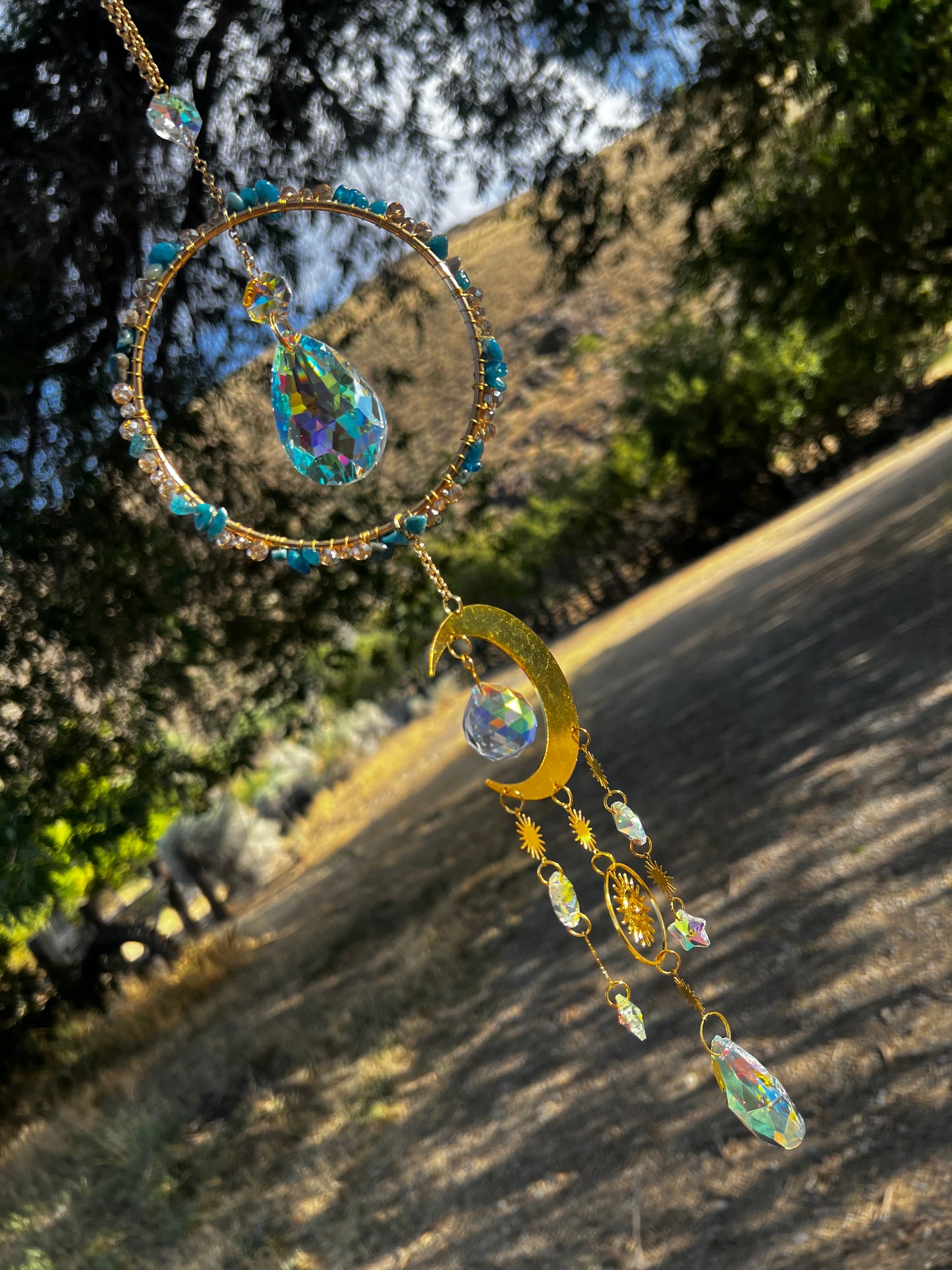 “Sidra” Blue Apatite Crystal Celestial Suncatcher