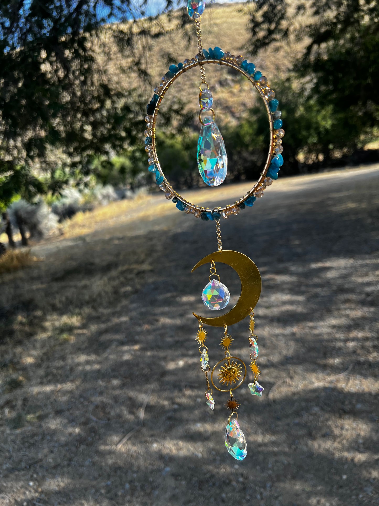 “Sidra” Blue Apatite Crystal Celestial Suncatcher