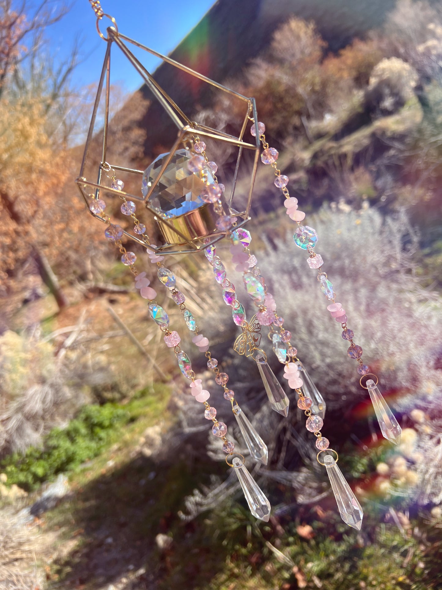 Adelia Enchanted Rose Quartz Suncatcher
