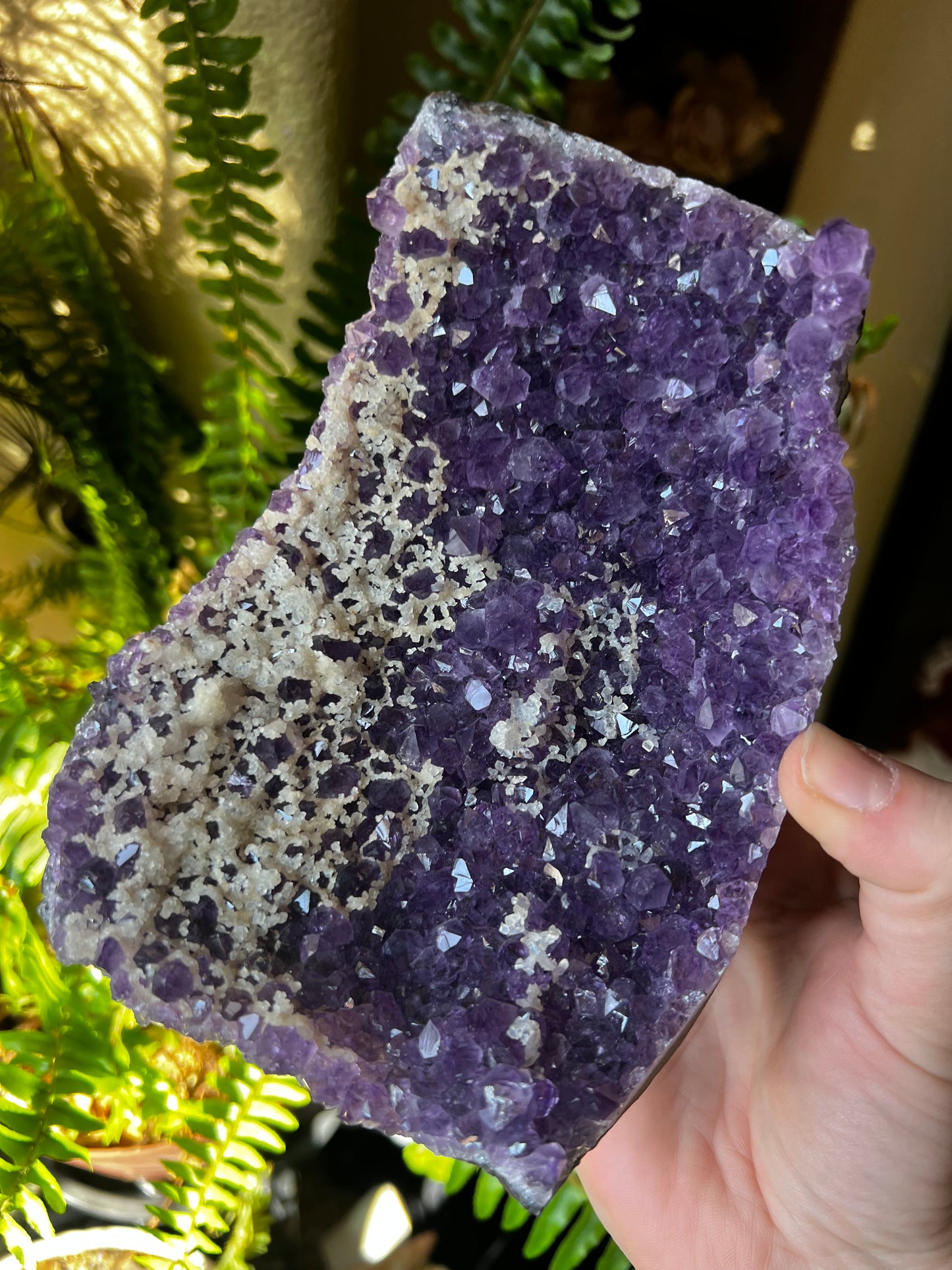 Uruguayan Amethyst Cut Base with Calcite #C