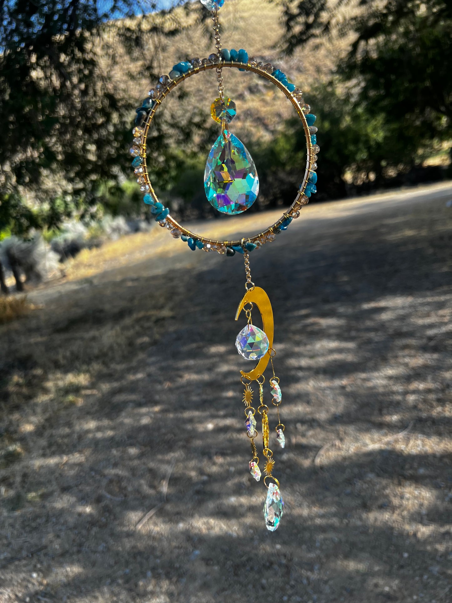 “Sidra” Blue Apatite Crystal Celestial Suncatcher