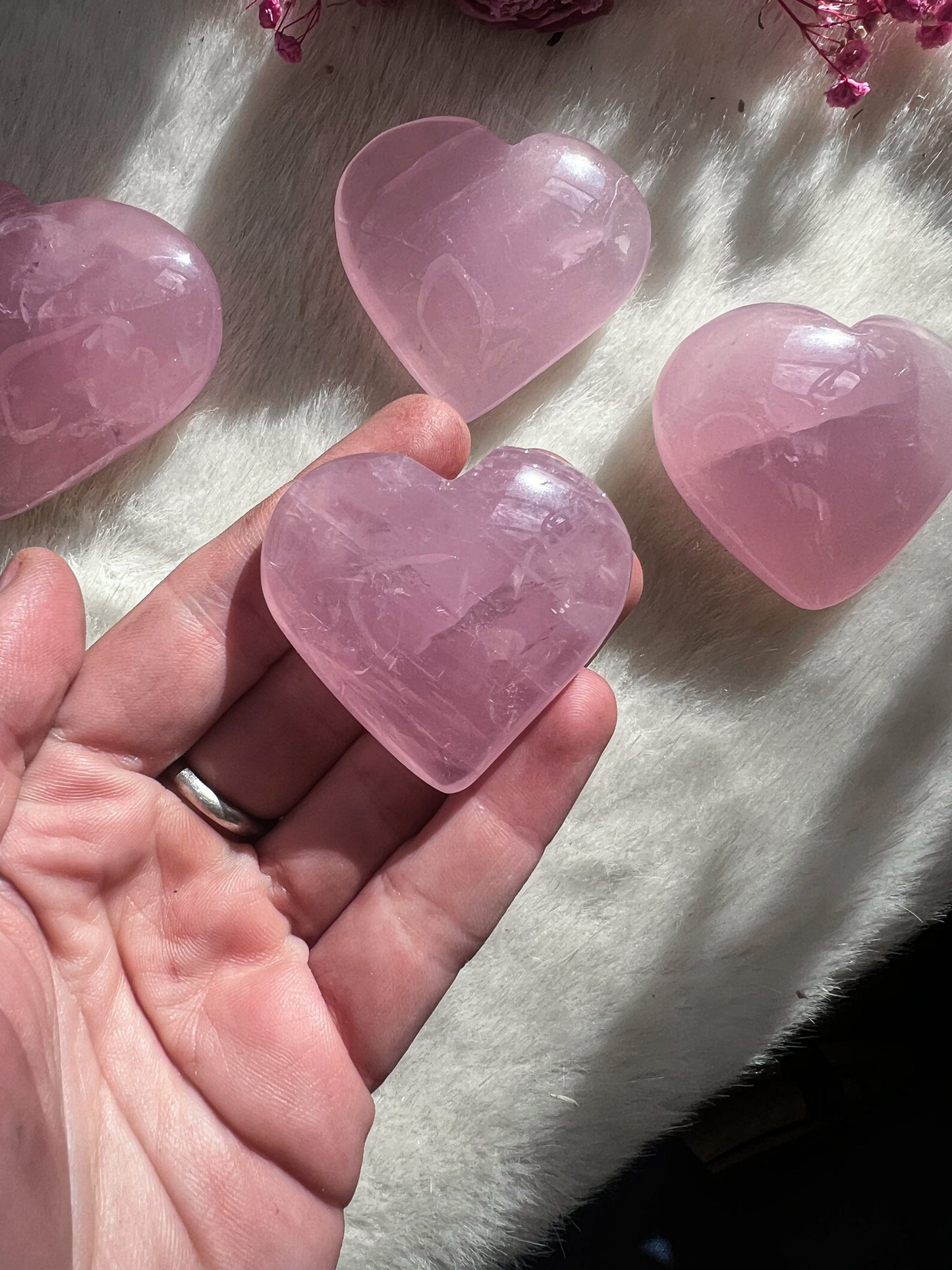 Jelly Rose Quartz Hearts