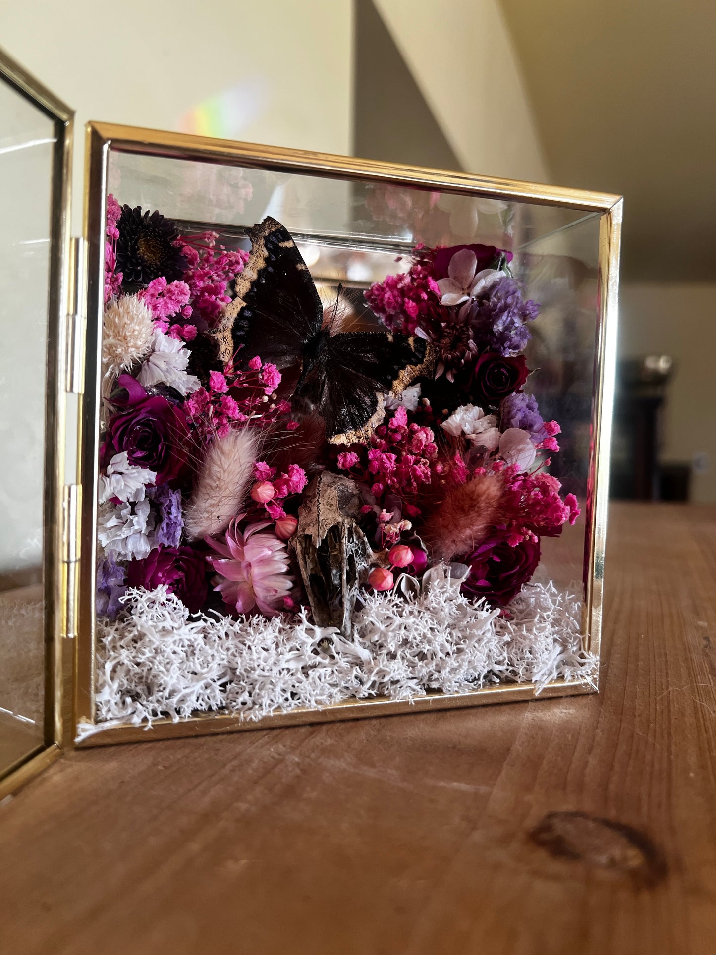 “Temple of Bloom” Butterfly Rabbit Skull Floral Botanical Taxidermy Oddities Shadowbox Artwork