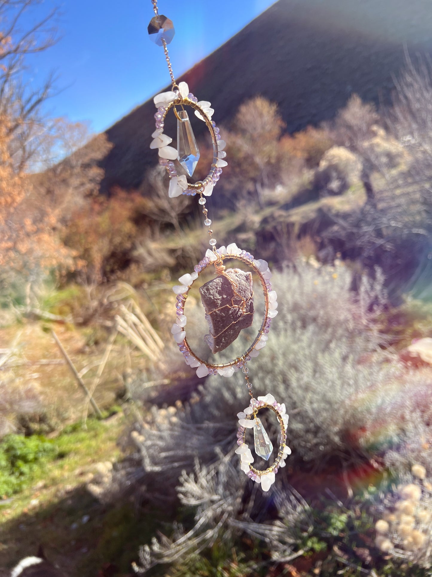 Violet Ethereal Amethyst Aura Ring Suncatcher