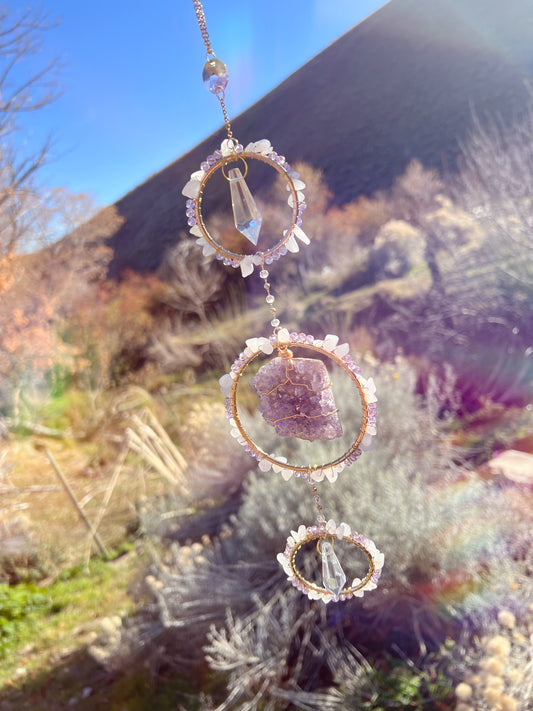 Violet Ethereal Amethyst Aura Ring Suncatcher