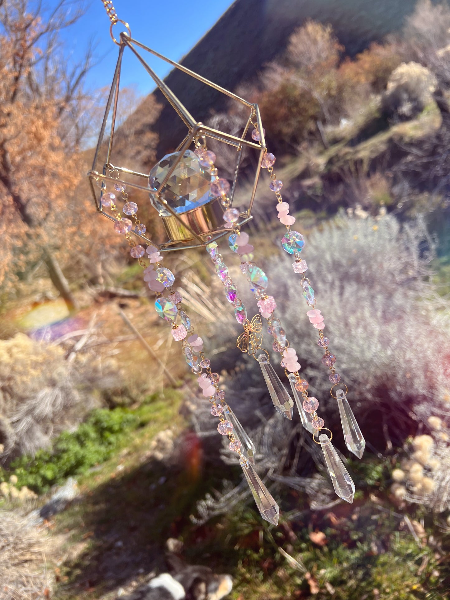 Adelia Enchanted Rose Quartz Suncatcher