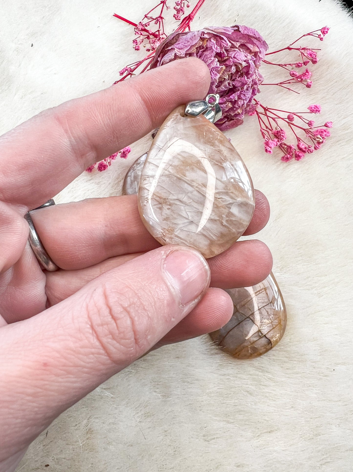 Peach Moonstone Pendants