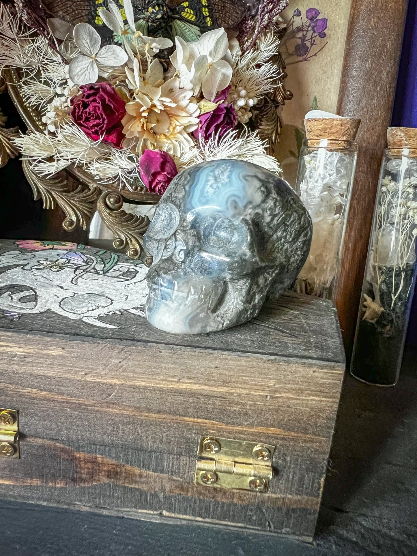 Marcasite Pyrite Agate Skull