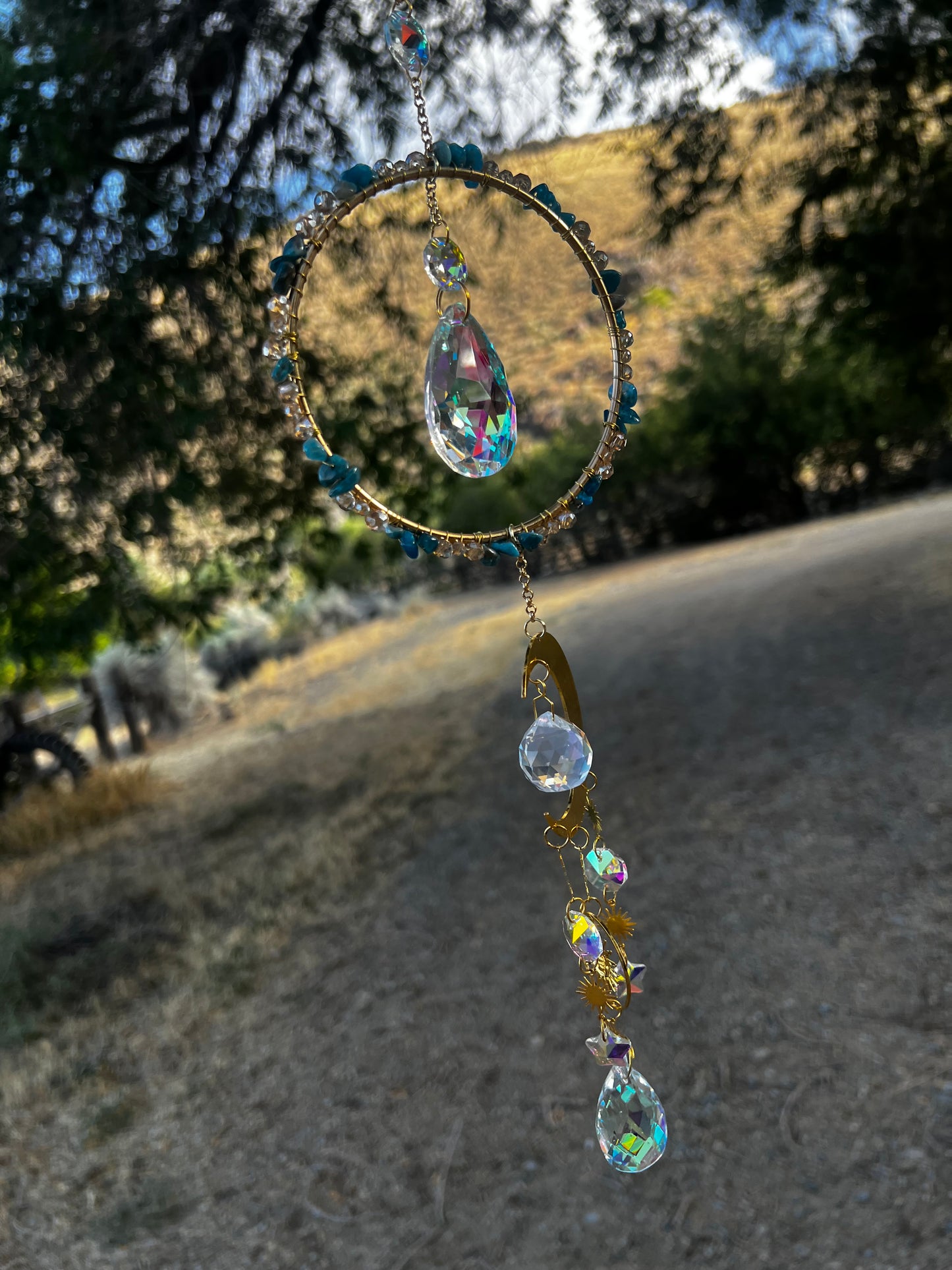 “Sidra” Blue Apatite Crystal Celestial Suncatcher
